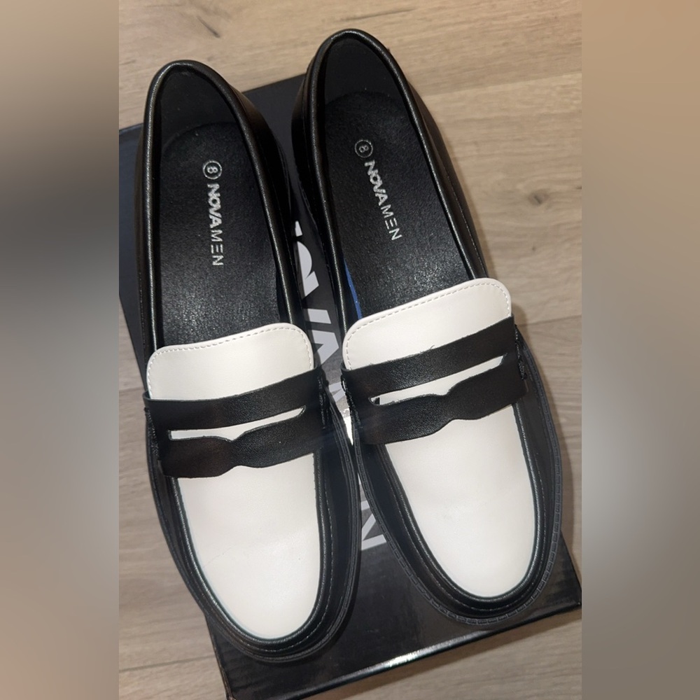 Black & White Penny Loafers - Classic Slip-On Dress Shoes
